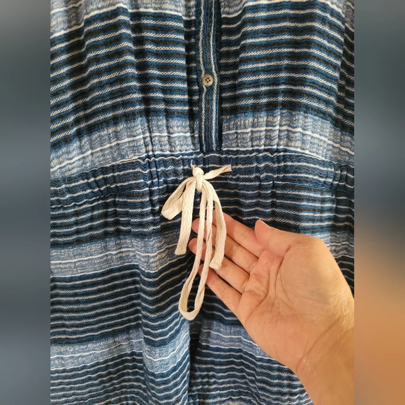 Lou & Grey, Blue and White Baja Romper with Pockets, Size Medium - Picture 8 of 9
